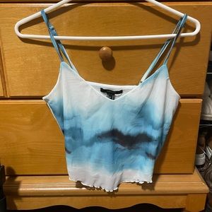 Forever 21 blue and white cropped sheer tank top size small